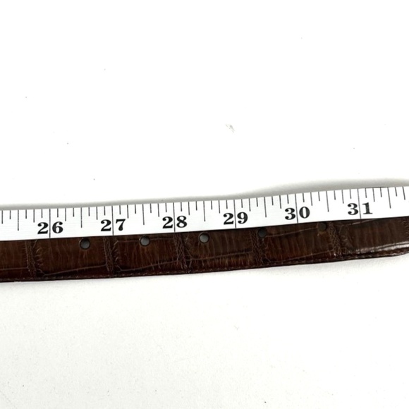 Fossil Brown Genuine Leather Croc Embossed Belt Women's Small Silver Buckle - Picture 4 of 4
